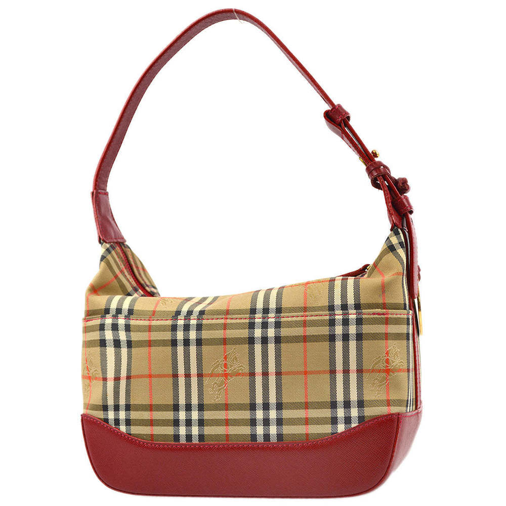 BURBERRY Red Beige House Check Handbag 172316 - Picture 2 of 10